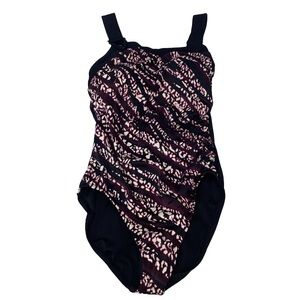 Aqua green Women's UPF 50 Asymmetrical Shoulder One Piece Swimsuit - Burgundy M